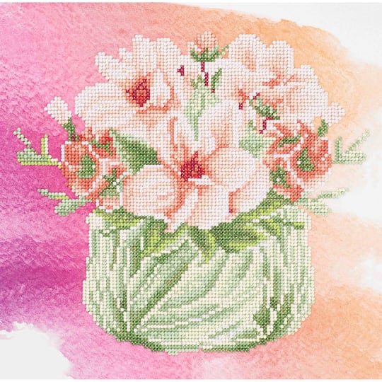 Sparkle Art Intermediate Pink Flower Arrangement Diamond Painting Kit